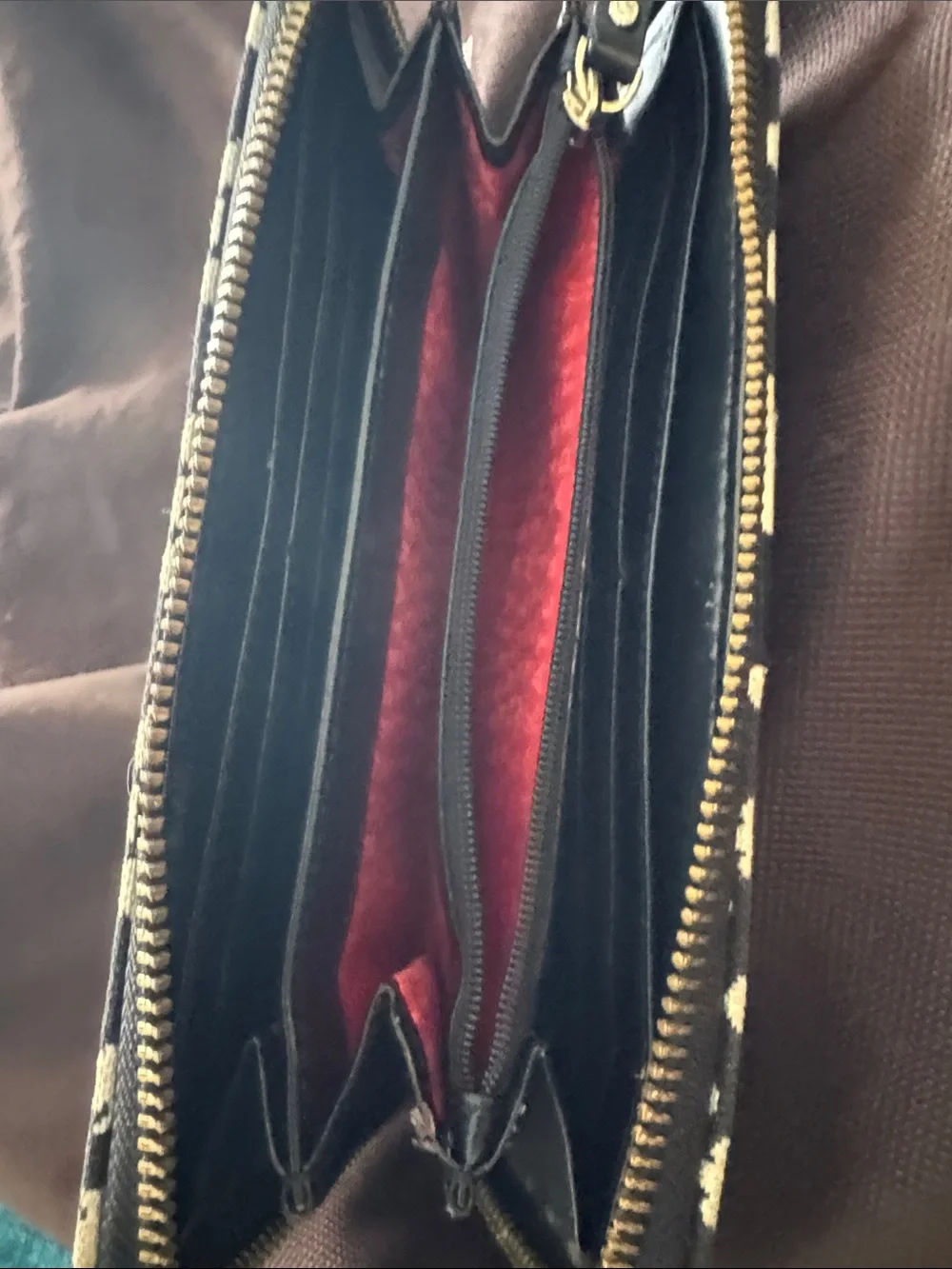 kate spade Black and Cream Geometric Canvas Hobo Tote and wallet with dust bag.